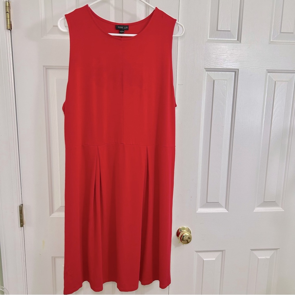 J. Jill Wearever Collection Red Sleeveless Crew Neck Midi Sundress Size Large
